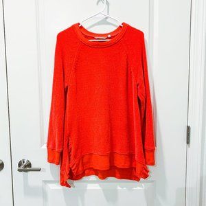 Soft Surroundings Vibrant Red/Orange Scoop Neck Sweater